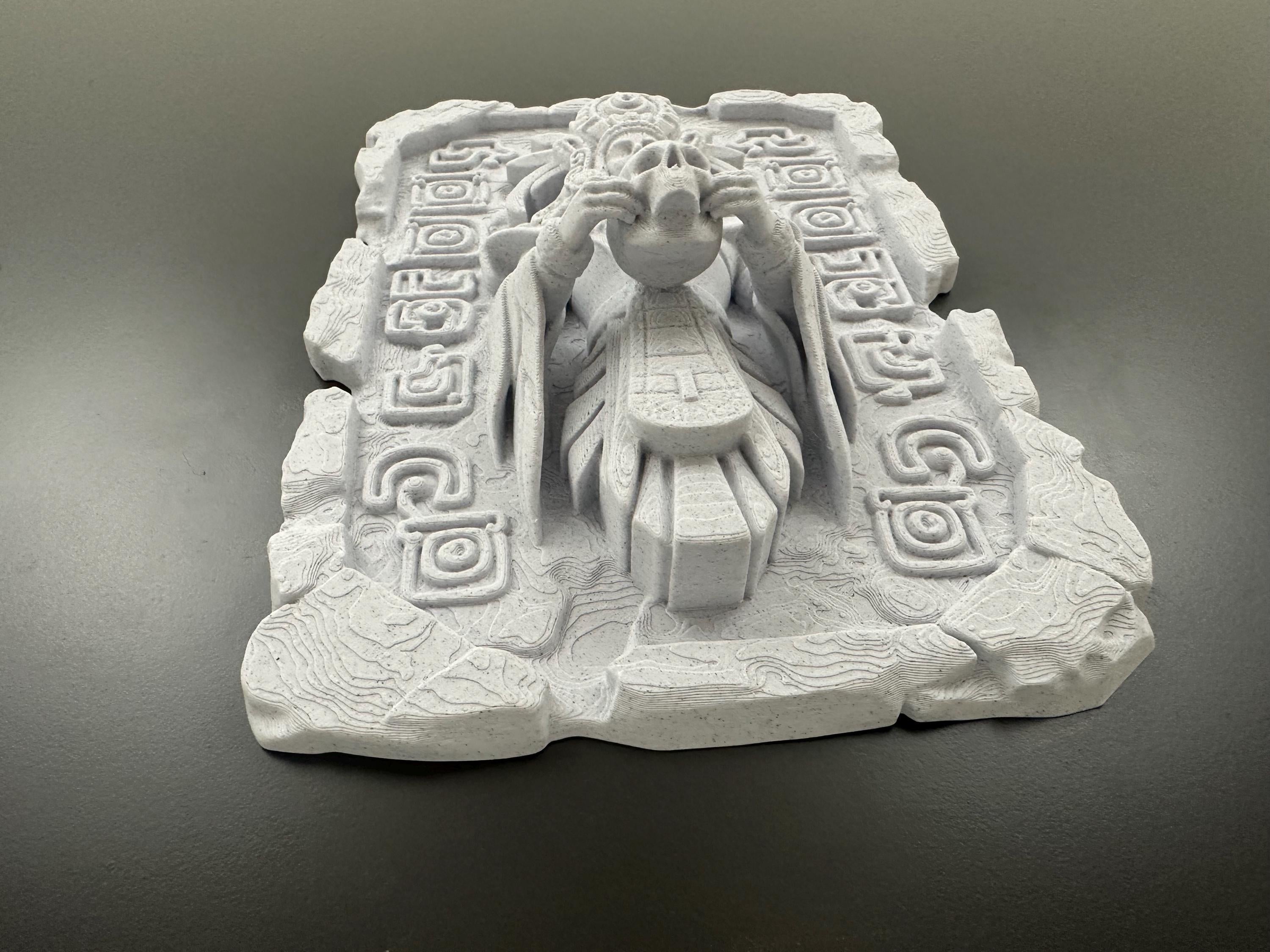 Ancient Skull Wall Plaque - Ritual Aztec Style Decor - Gothic Altar Wall Art - Dark Academia Sculpture - Mayan Stone Relief - Man Cave Decor