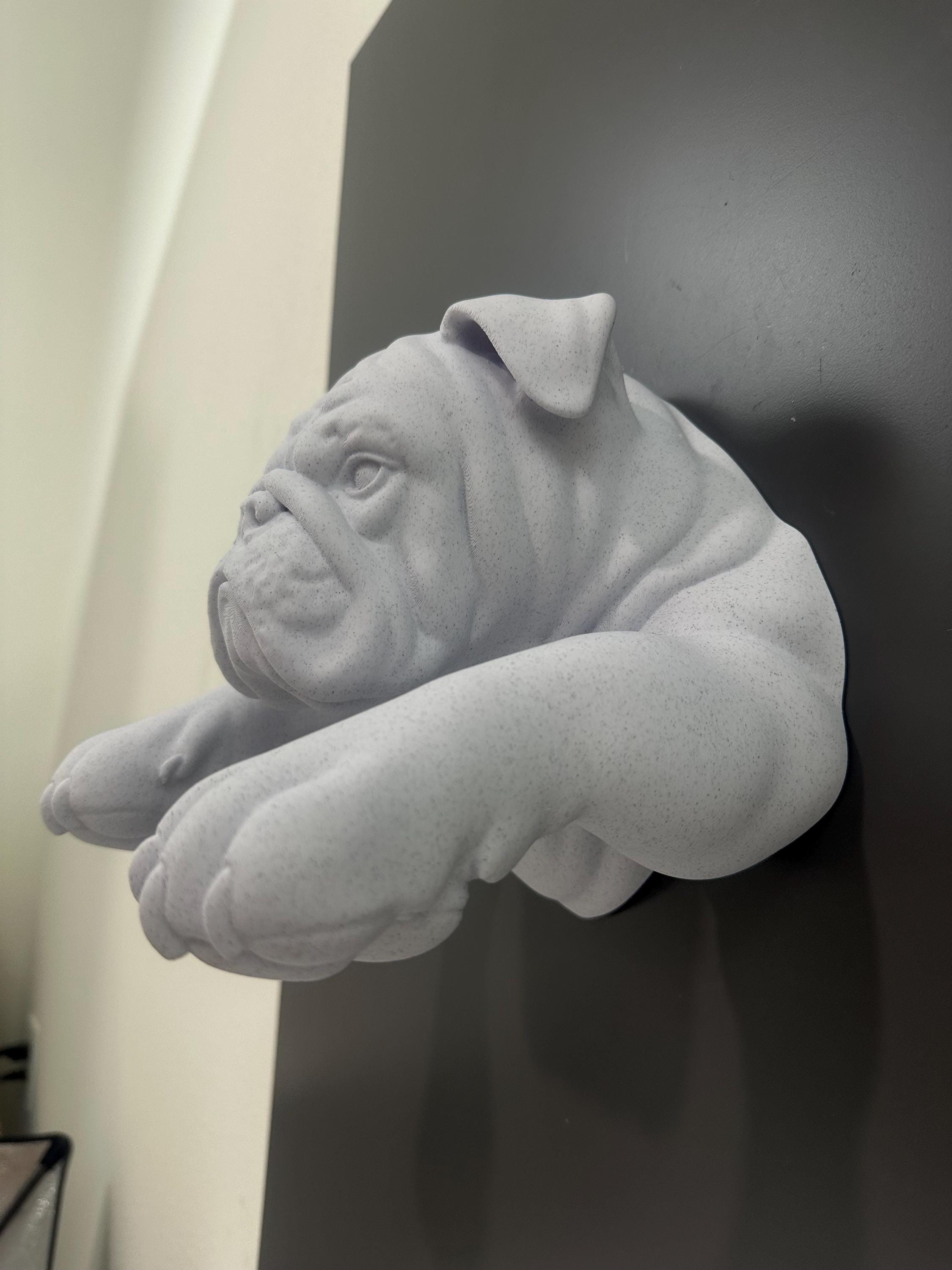 English Bulldog Hand Towel Holder Wall Mount - Dog Bathroom Decor - White Bulldog Wall Sculpture - Towel Rack - Bulldog Lover Gift