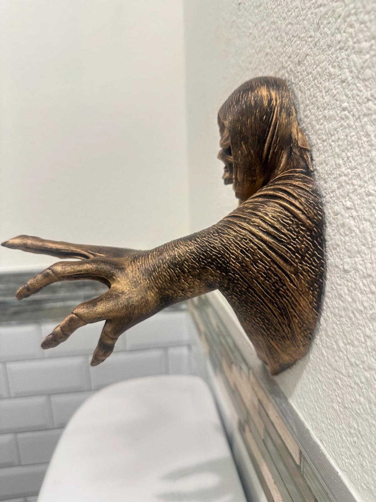 Grim Reaper Wall Mount with Skeleton Hand