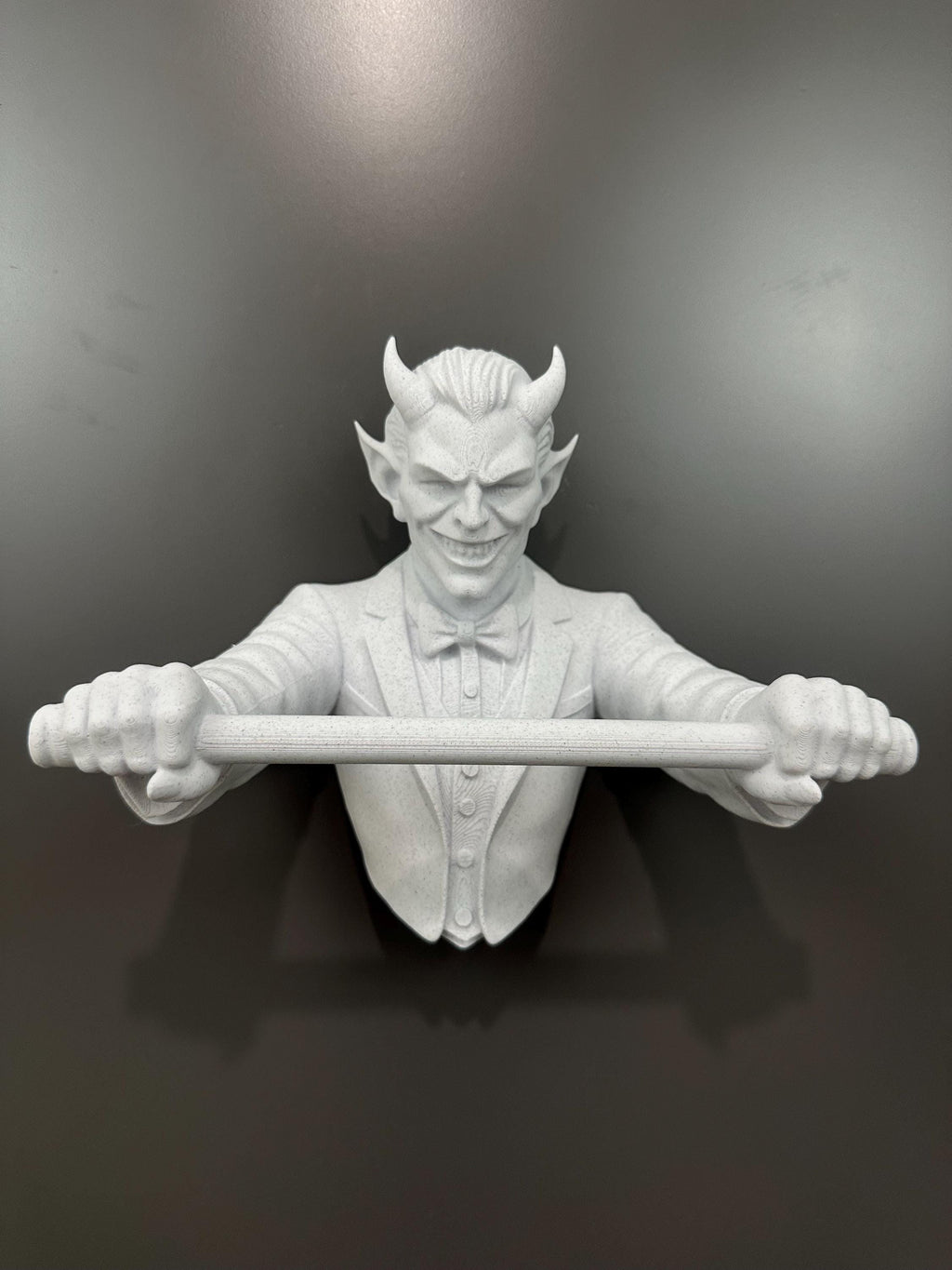 Devil Butler Hand Towel Holder Wall Mount - Gothic Bathroom Decor - Demon Butler Wall Sculpture - Dark Humor Man Cave Gift 9x8x4