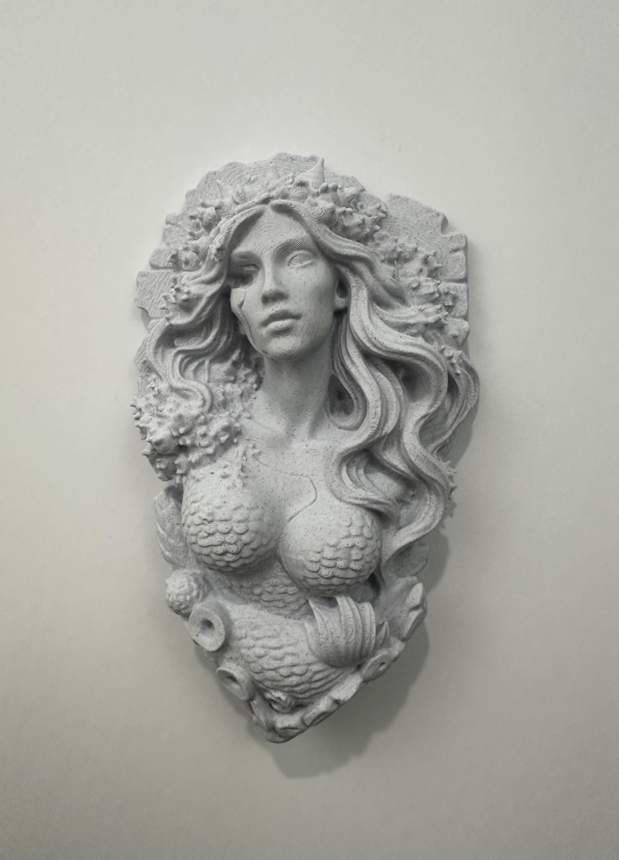 Gothic Mermaid Siren Wall Sculpture - Mythology Sea Goddess Statue Wall Decor - Dark Ocean Fantasy Art - Nautical Home Decor 9x6x3 Stone