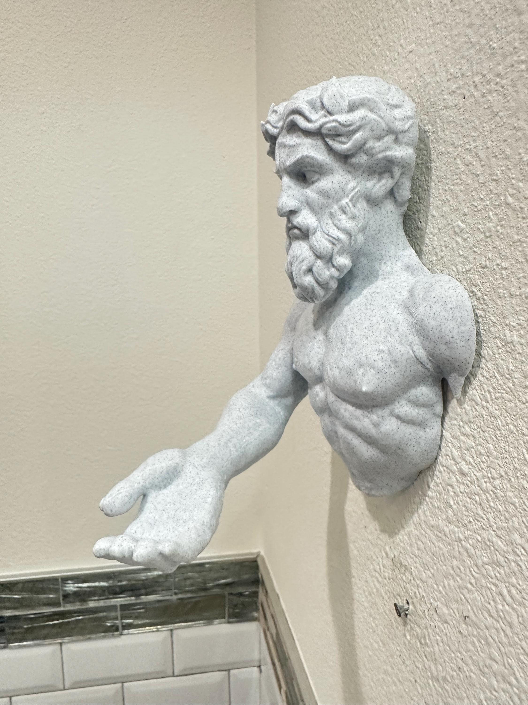 Greek God Hand Towel Holder Wall Sculpture - Classical Roman Statue Bathroom Decor - Greek Mythology Wall Art