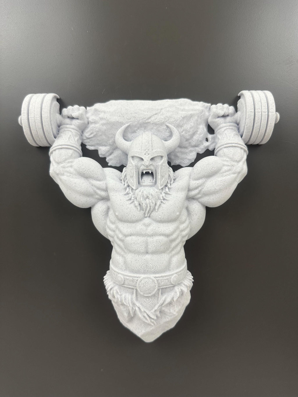 Viking Wall Decor Barbell Sculpture - Gym Wall Art - Norse Warrior Fitness Decor - Bodybuilding Wall Hanging - Weightlifting Gift
