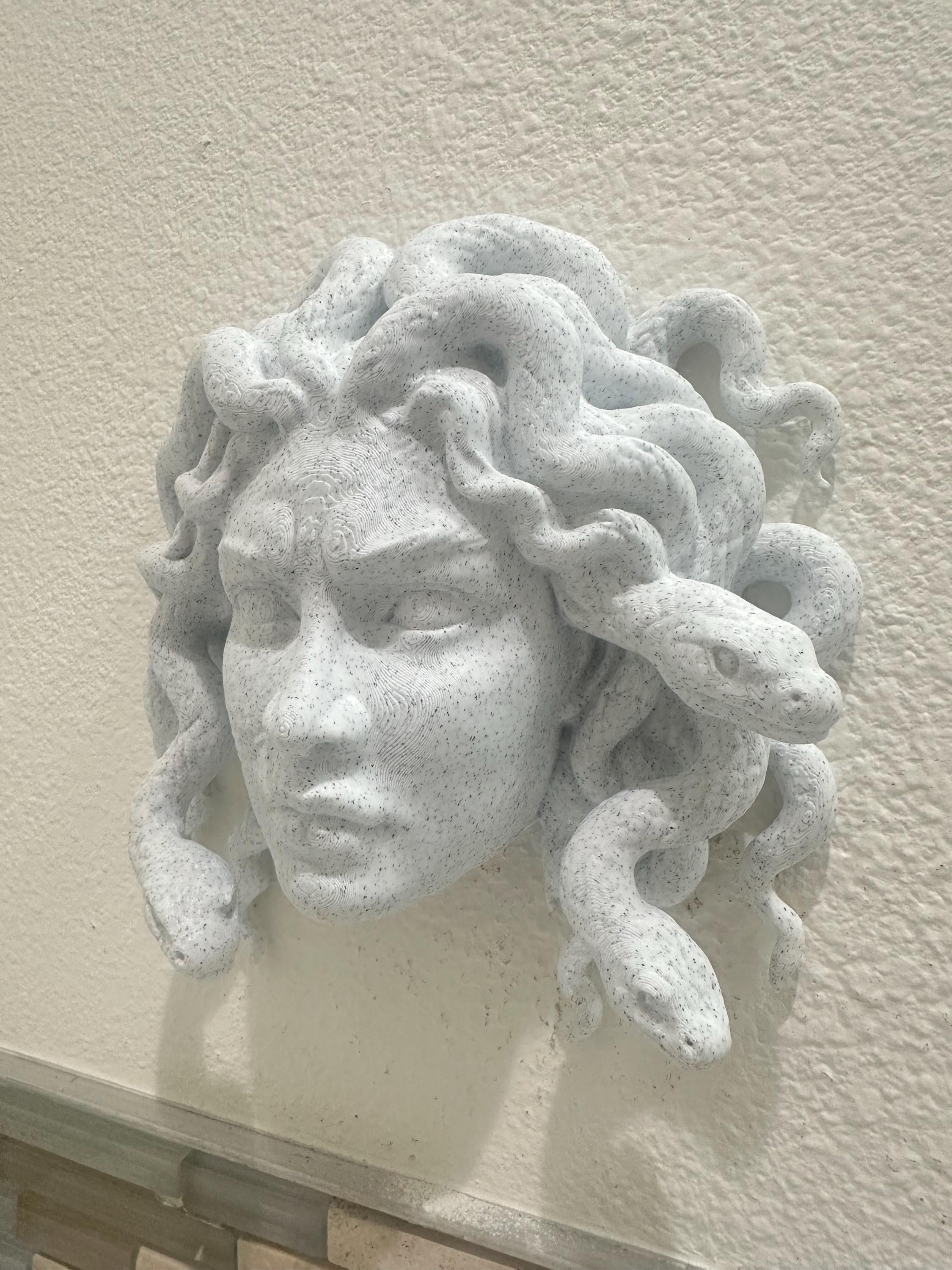 Medusa Head Of Snakes Wall Sculpture - Greek Mythology Stone Look Wall Art - Gorgon Head Decor - Modern Myth Fantasy Wall Mount 9x8x3