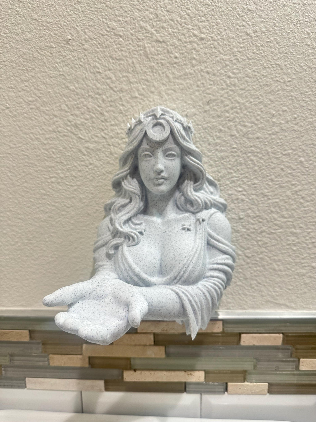Nyx Goddess Wall Decor - Greek Mythology Wall Sculpture - Night Goddess Bust Wall Mount - Celestial Gothic Decor - 9x7x6