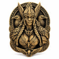 Valkyrie Wall Sculpture - Norse Goddess Freya Plaque - Viking Raven Wall Art - Antique Bronze Pagan Decor - Valknut Odin Mythology Gift