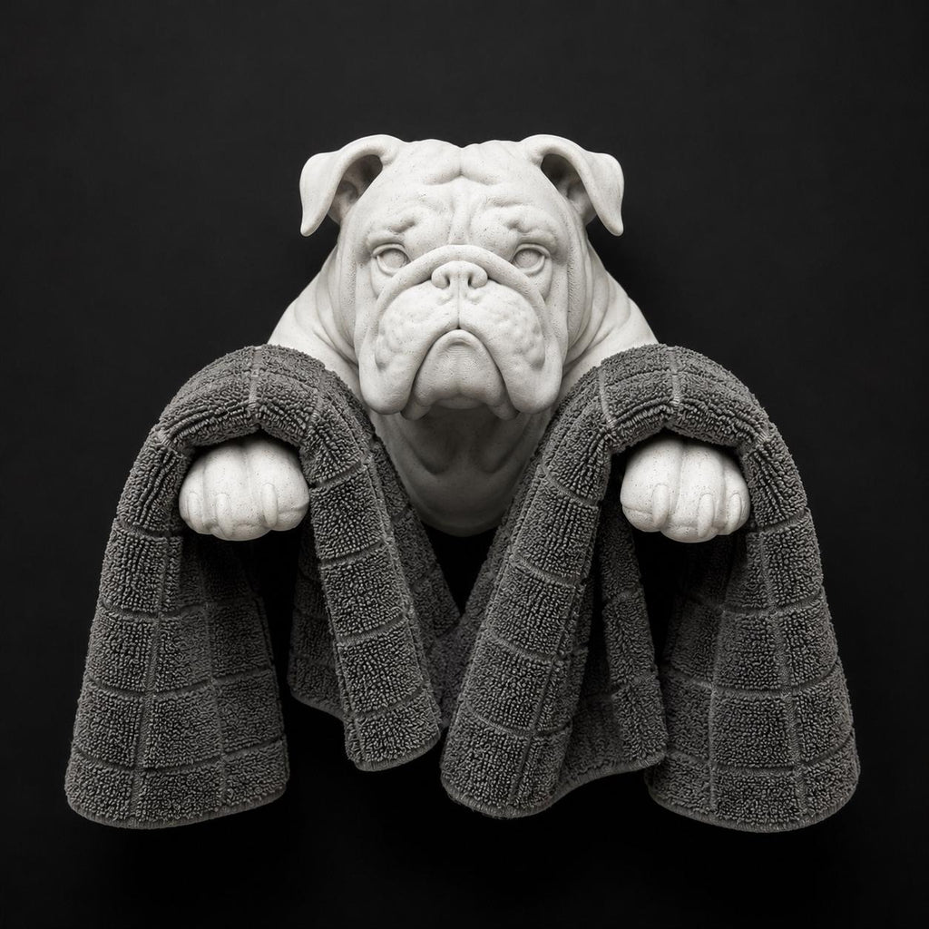 English Bulldog Hand Towel Holder Wall Mount - Dog Bathroom Decor - White Bulldog Wall Sculpture - Towel Rack - Bulldog Lover Gift