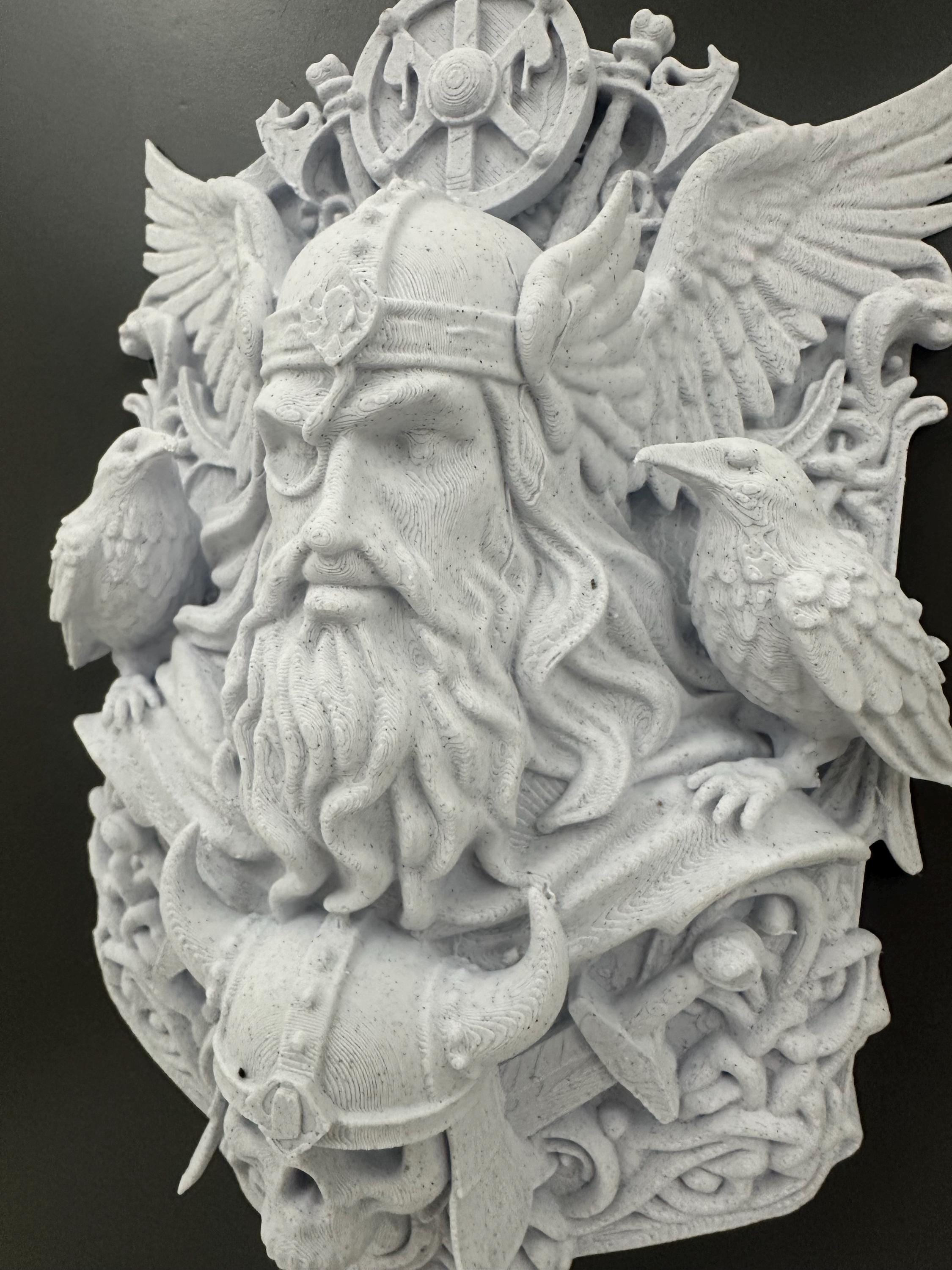 Odin Raven Wall Sculpture - Viking Norse God Wall Decor - Nordic Raven Plaque - Gothic Viking Wall Art - Odin Ravens Huginn Muninn Decor 9”