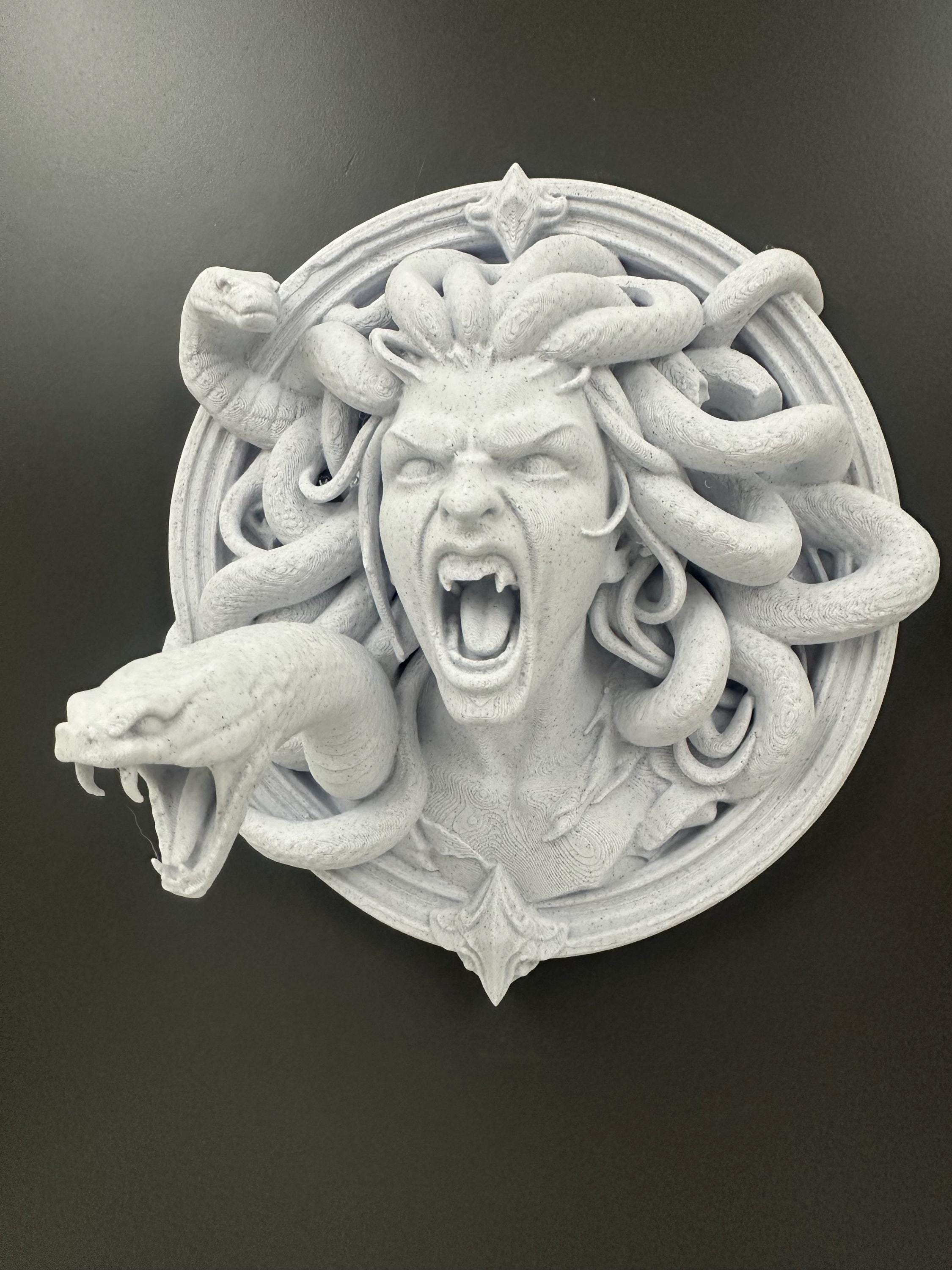 Medusa Wall Sculpture | Gothic Greek Mythology Decor | Snake Wall Plaque | Fantasy Home Decor | Rock/Stone Style Gorgon Goddess Art