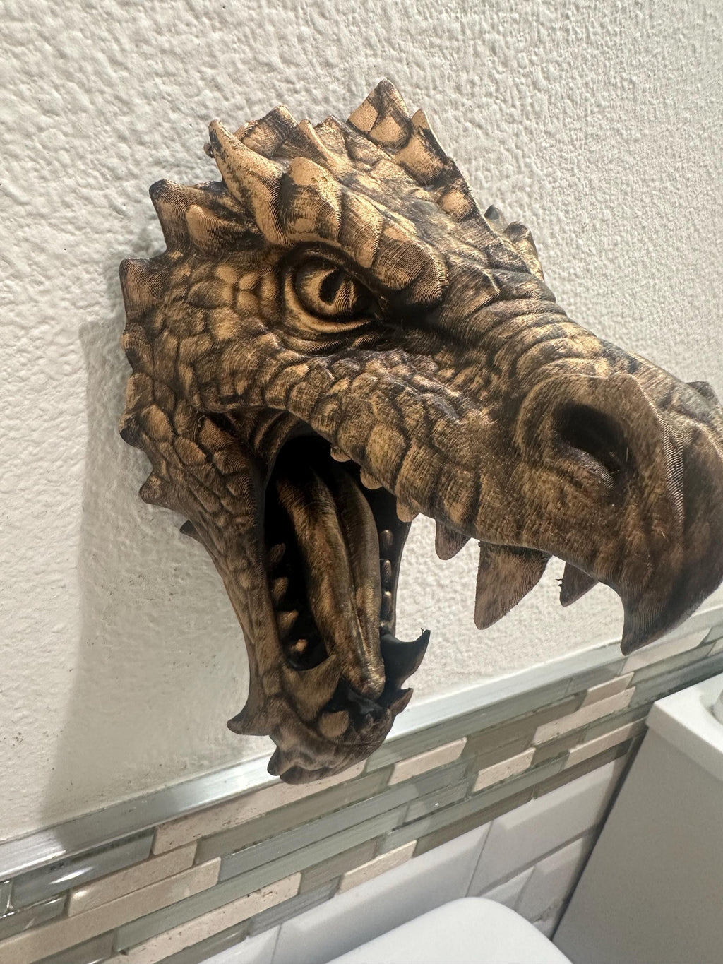 Fantasy Dragon Wall Sculpture — Gold Finish