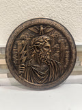 Hand Painted 8” x 8” Zues God Of Thunder Wall Plaque Art Sign 3d Relief Sculpture Home Decor - Greek Mythology