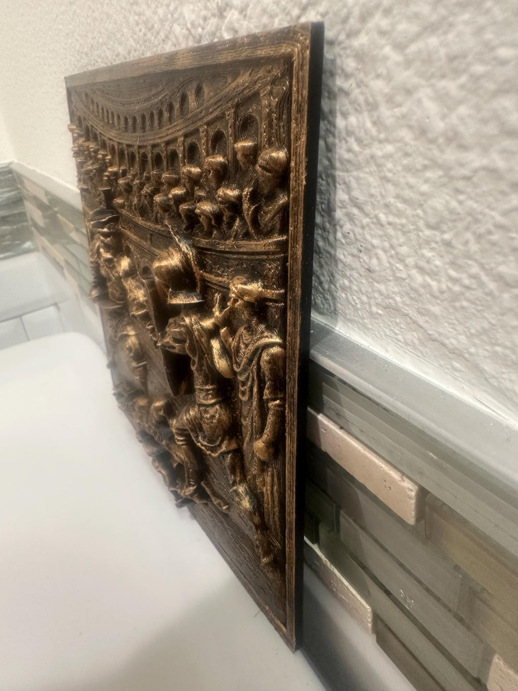 Gladiator Roman Colosseum 8” 3d Wall Art Plaque Home Decor Sculpture