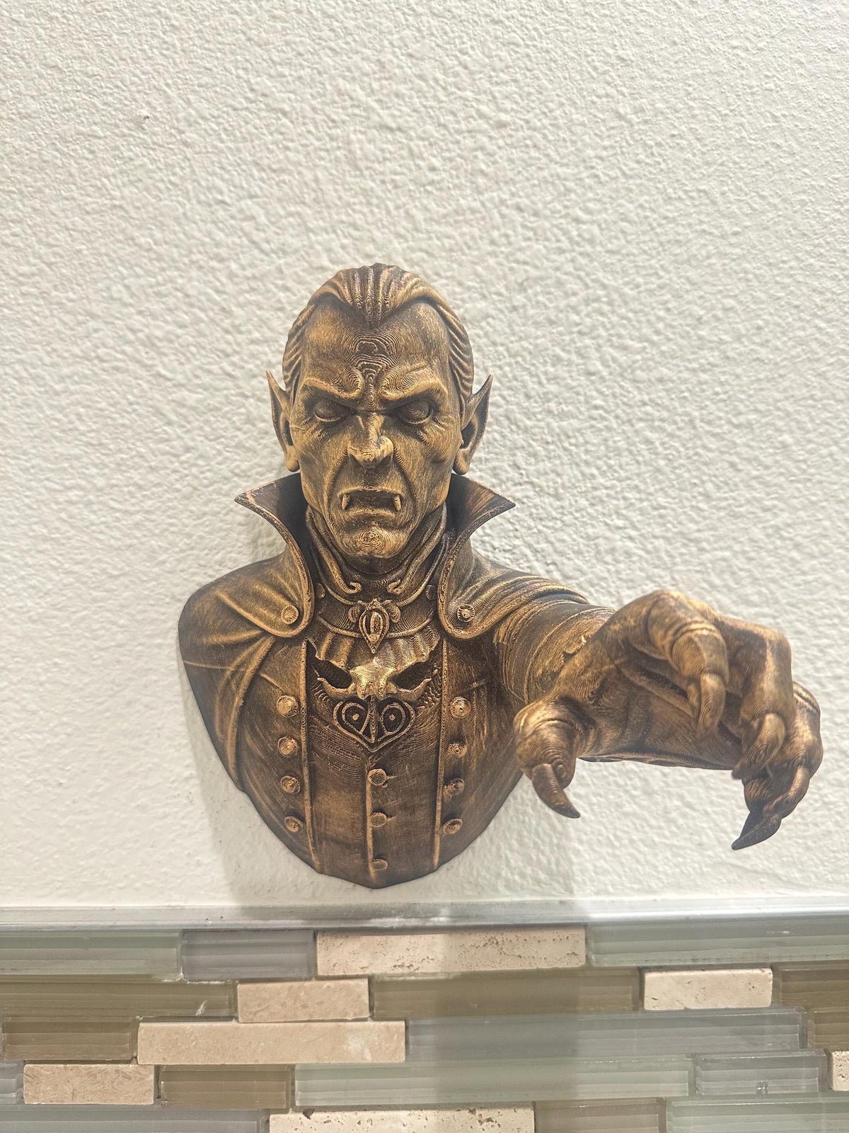 Gothic Vampire Wall Sculpture with Reaching Hand