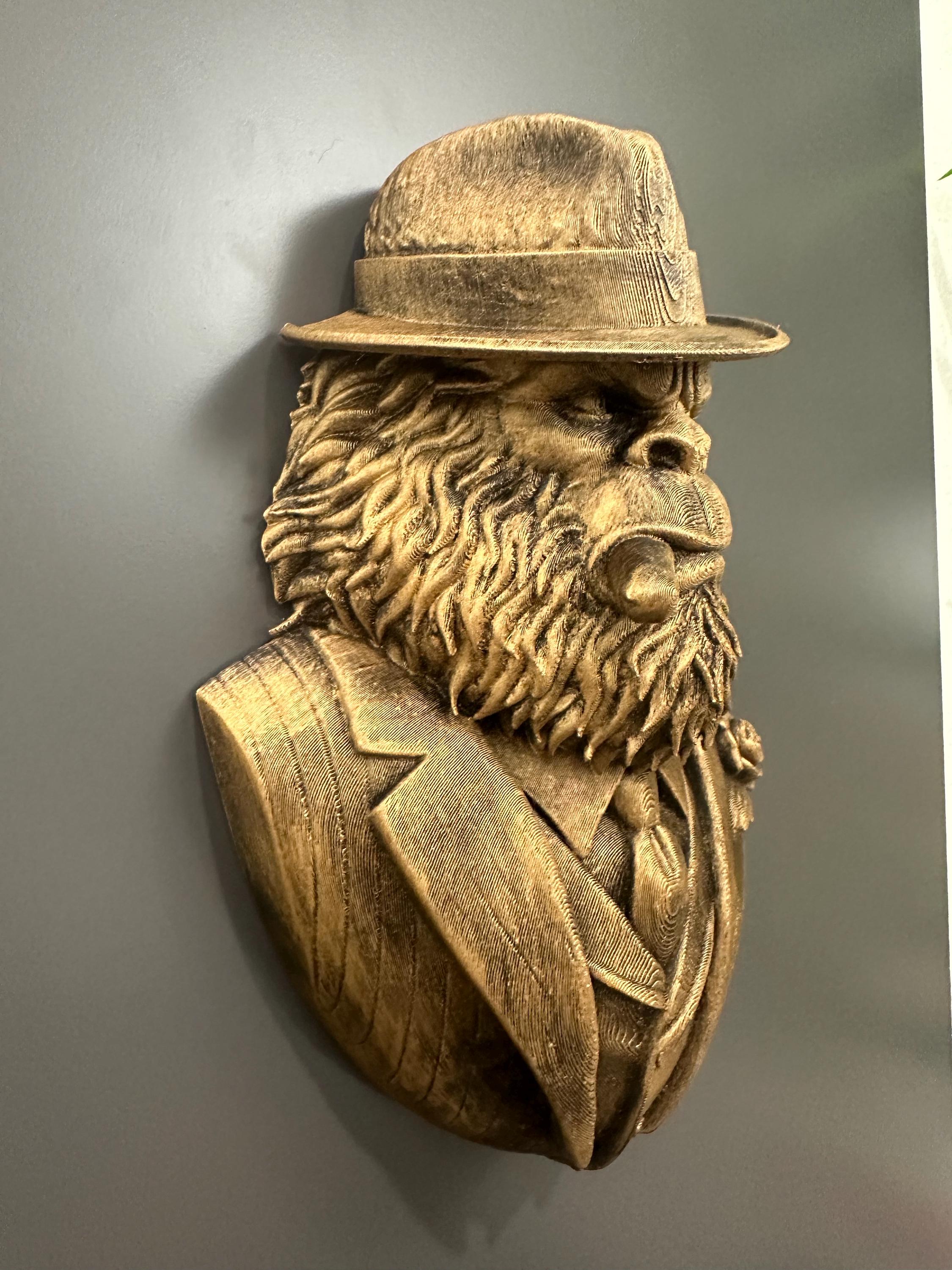 Mob Boss Sasquatch Wall Mount Bust - Bigfoot Mafia Decor - Gangster Gorilla Trophy Plaque - Man Cave Bar Wall Art Gift - Hand Painted 9”