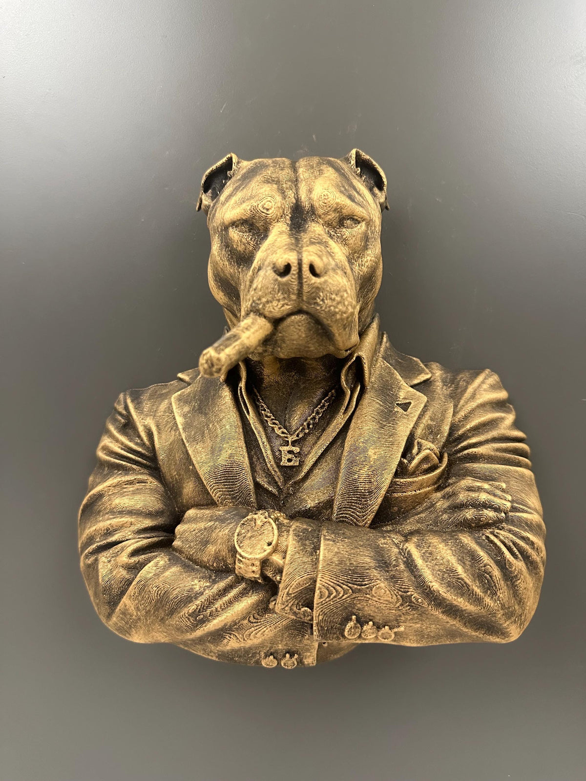 Pitbull Mob Boss Wall Sculpture