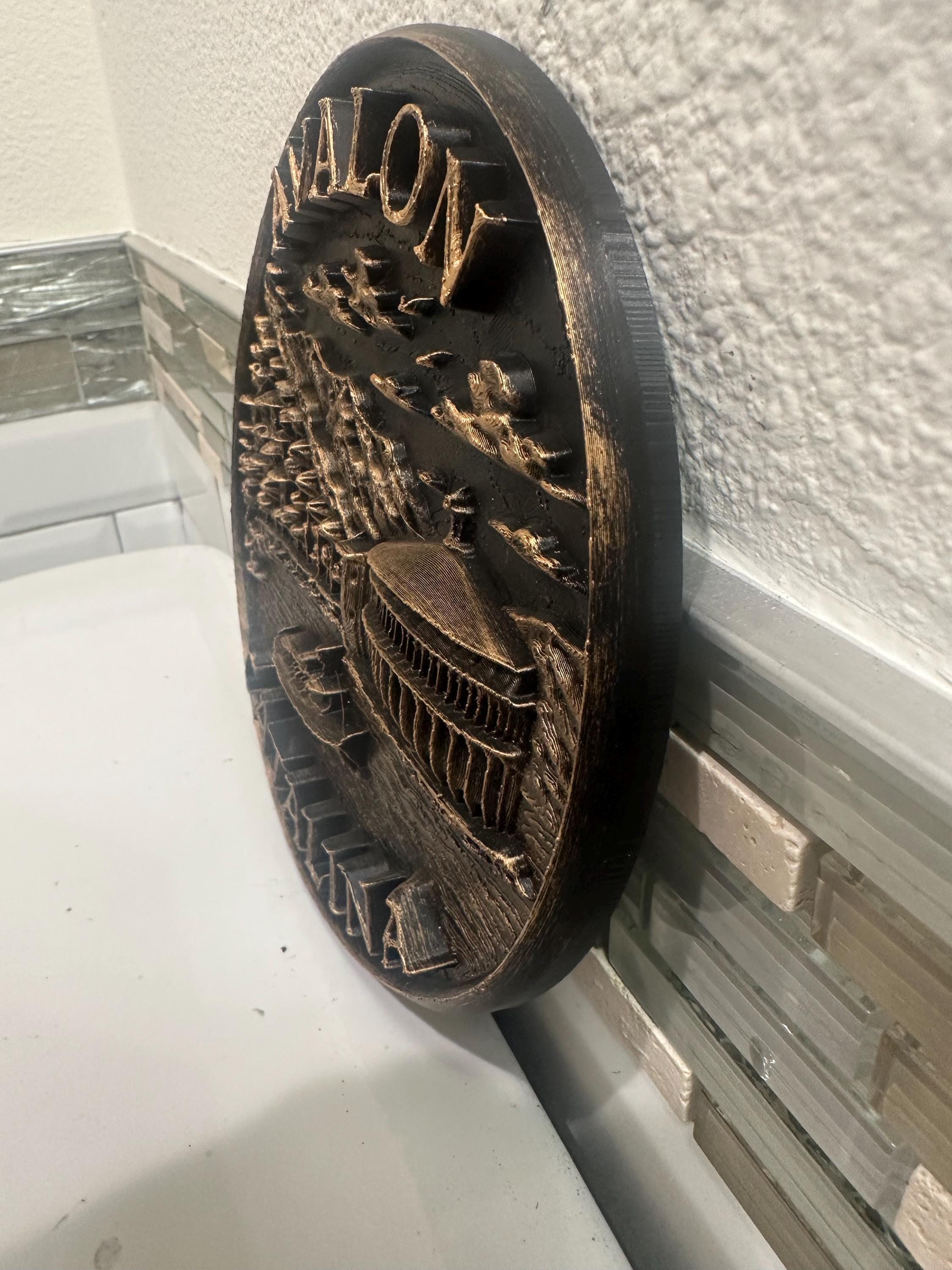 Limited Hand Painted Avalon Bay Santa Catalina Island 8” x 8” 3d Relief Wall Art Plaque Casino Sculpture