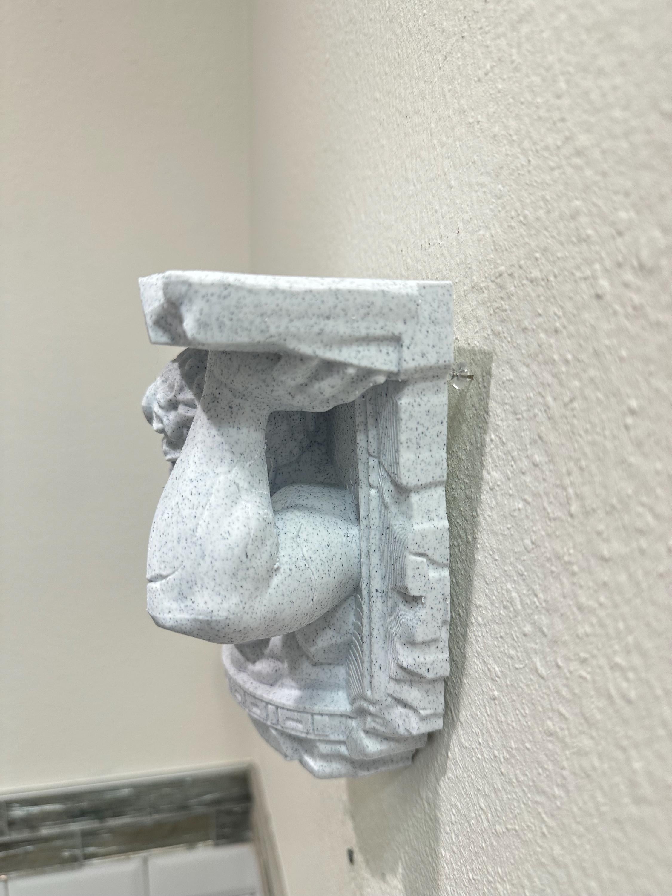 Atlas Titan Wall Shelf Bracket | Greek Statue Shelf Support | Stone Style Decor | Mythology Wall Mount | Ancient Relic Sculpture 8”