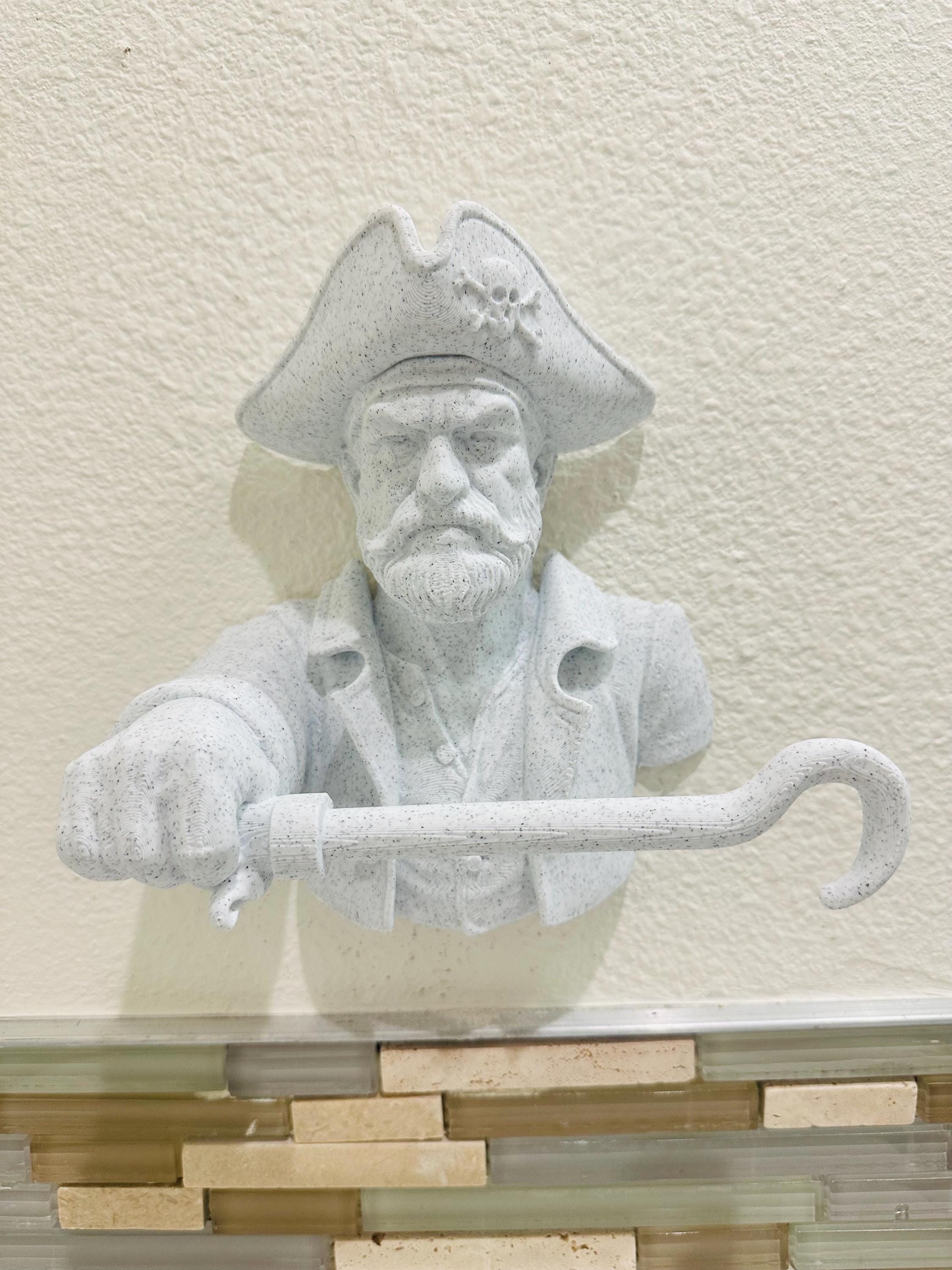Pirate Hand Towel Holder - Nautical Bathroom Decor - Coastal Wall Sculpture - Maritime Beach House Decor