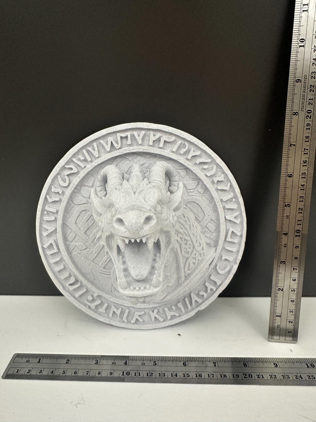 Viking Dragon Wall Plaque - Norse Dragon Runestone - Nordic Dragon Wall Art - Norse Mythology Decor - Medieval Fantasy Dragon Sculpture