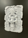 Ancient Skull Wall Plaque - Ritual Aztec Style Decor - Gothic Altar Wall Art - Dark Academia Sculpture - Mayan Stone Relief - Man Cave Decor